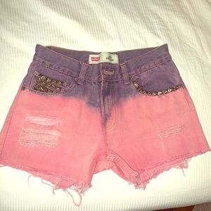 Levi’s 5O5 cut off dip dye denim shorts!